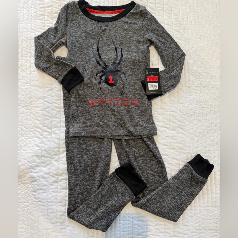 Spyder Kids Charcoal Pajama Set with Spider Design